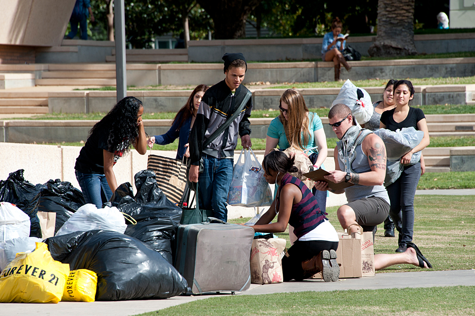 Dozens of student volunteers helped to collect and sort the times donated.