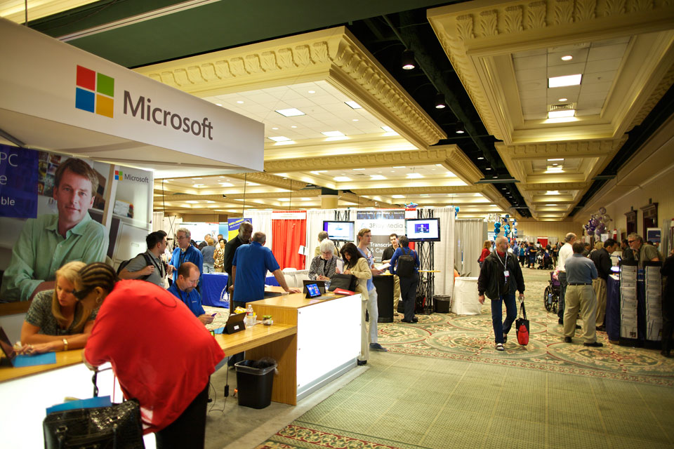 The Exhibition Hall in the Manchester Grand Hyatt during the 28th Annual International Technology and Persons with Disabilities Conference.